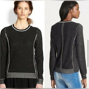 Rag and Bone Taylor Pullover Crewneck Sweater Black Gray White Size Small
